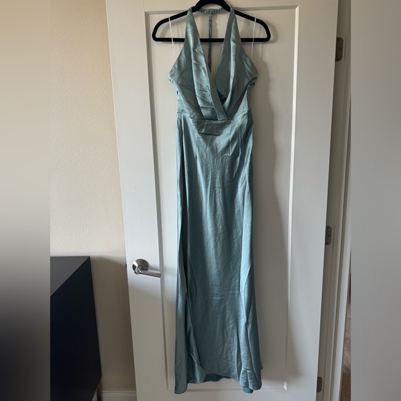 NWT ELLIATT Aria Backless Satin Maxi Dress In Blue size Small - Picture 7 of 9